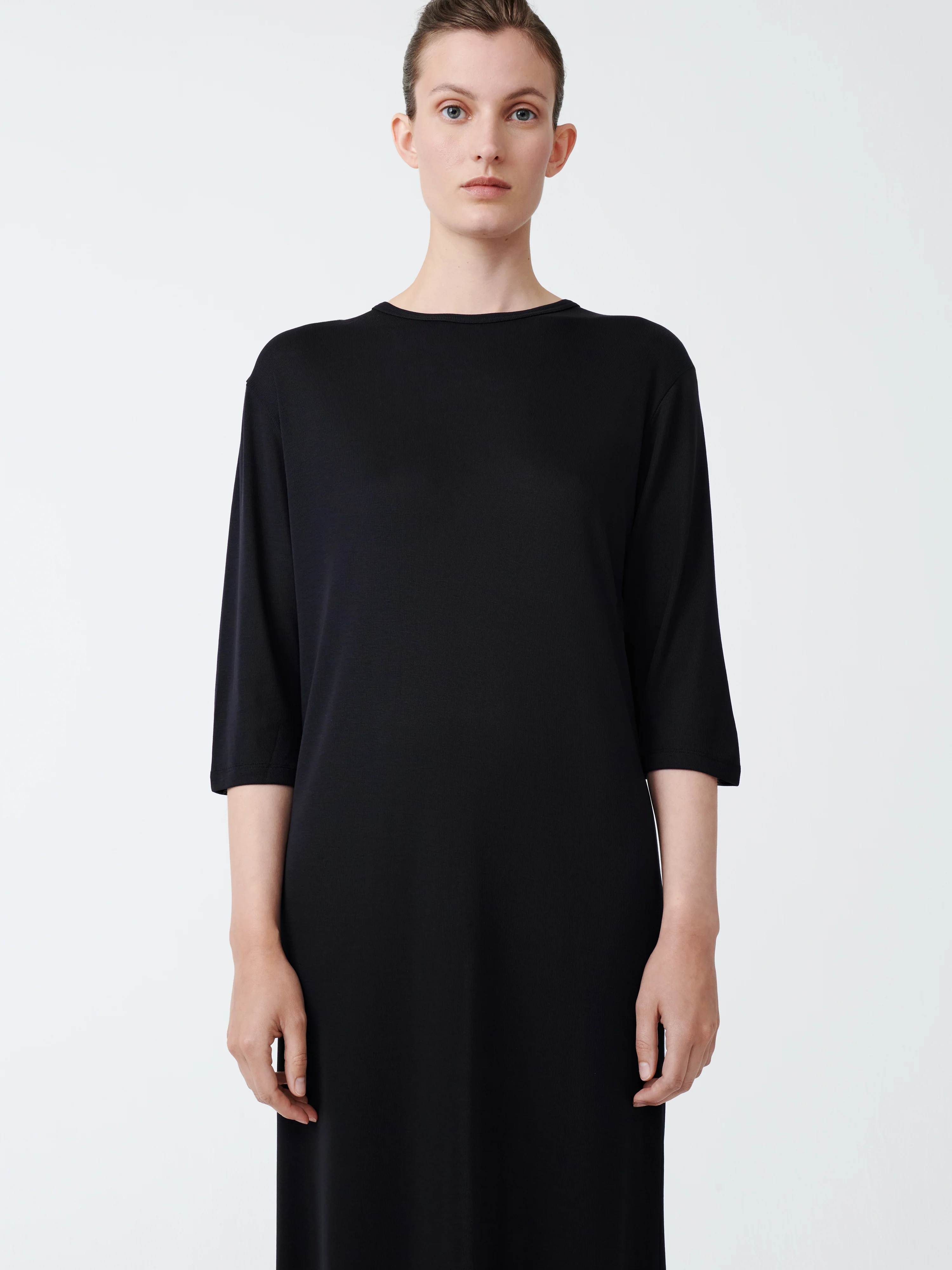 Banner Jersey Dress in Darkest Navy - Image 4