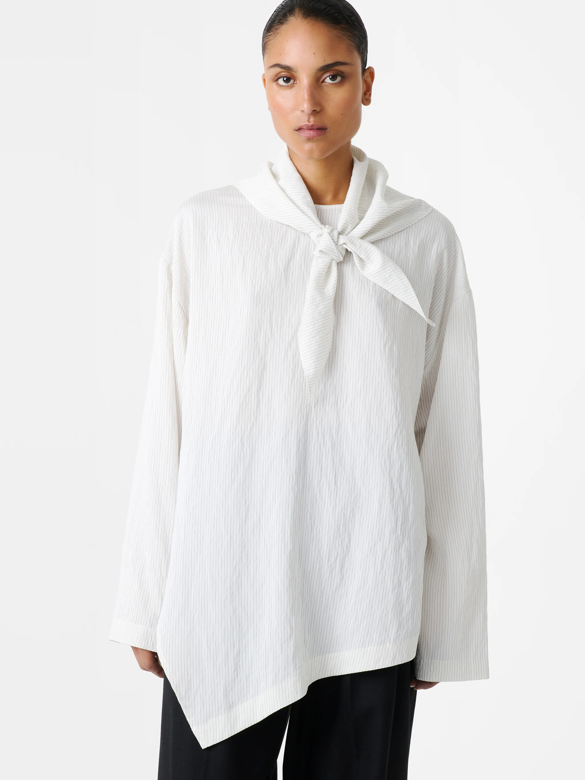 Bute Stripe Top in Black / White Stripe - Image 2