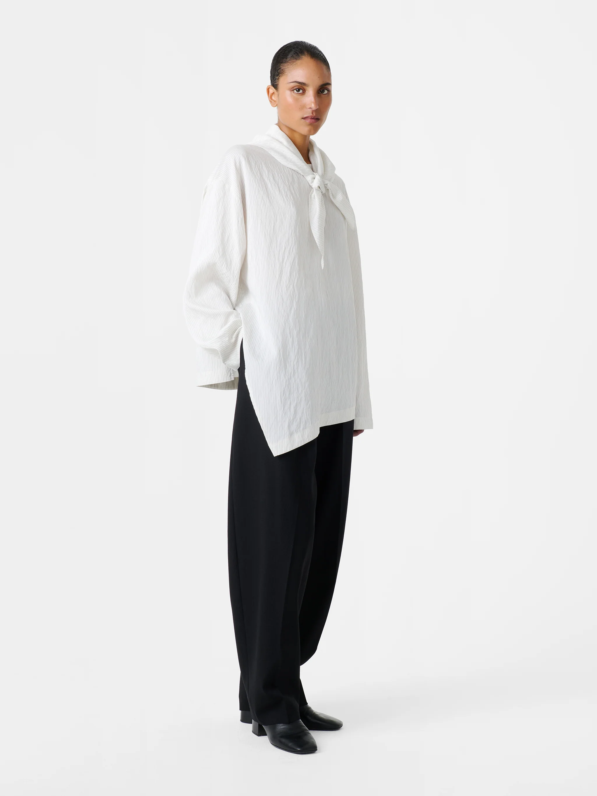 Bute Stripe Top in Black / White Stripe - Image 4