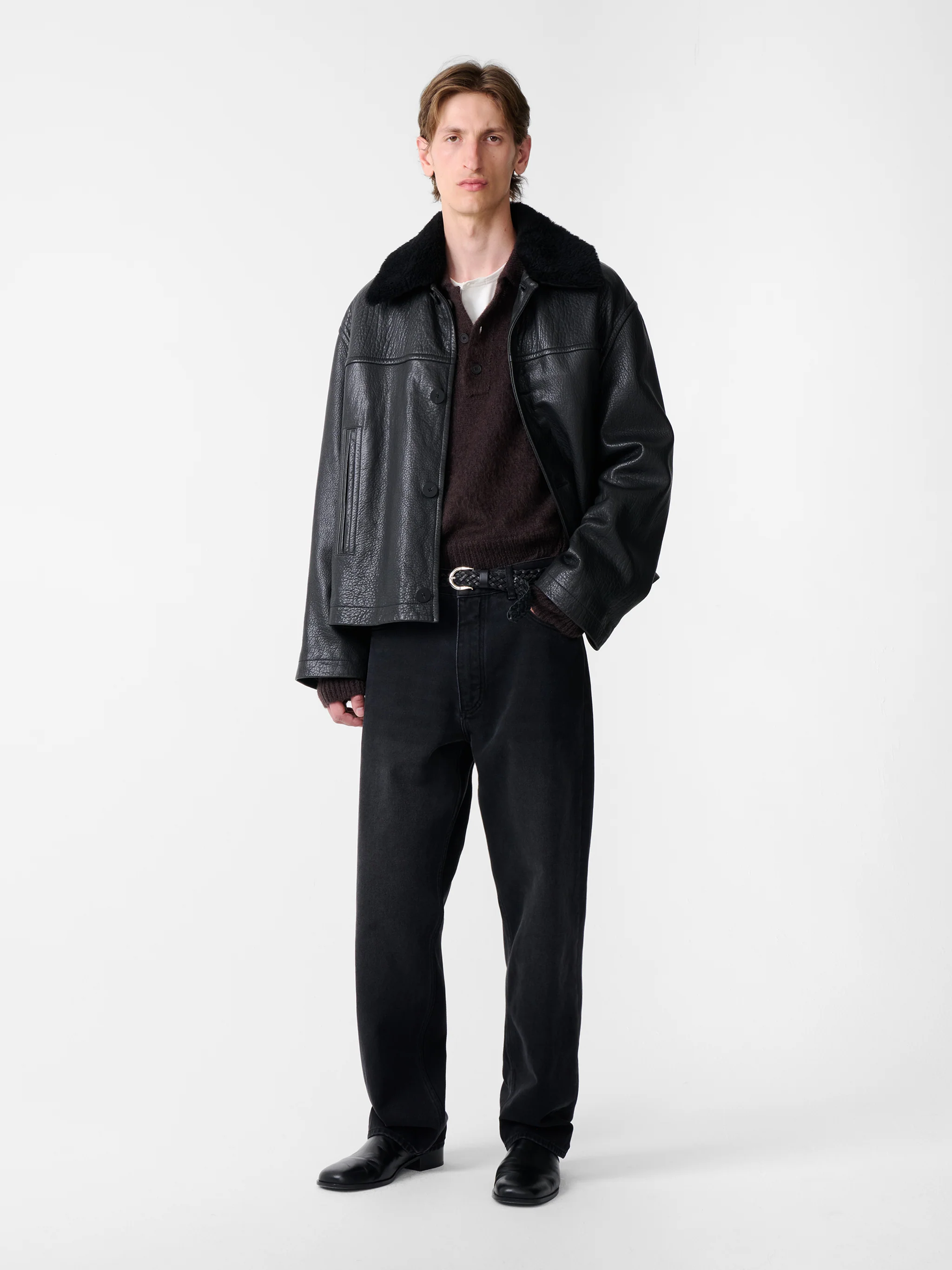 Del Leather Jacket in Black - Image 3