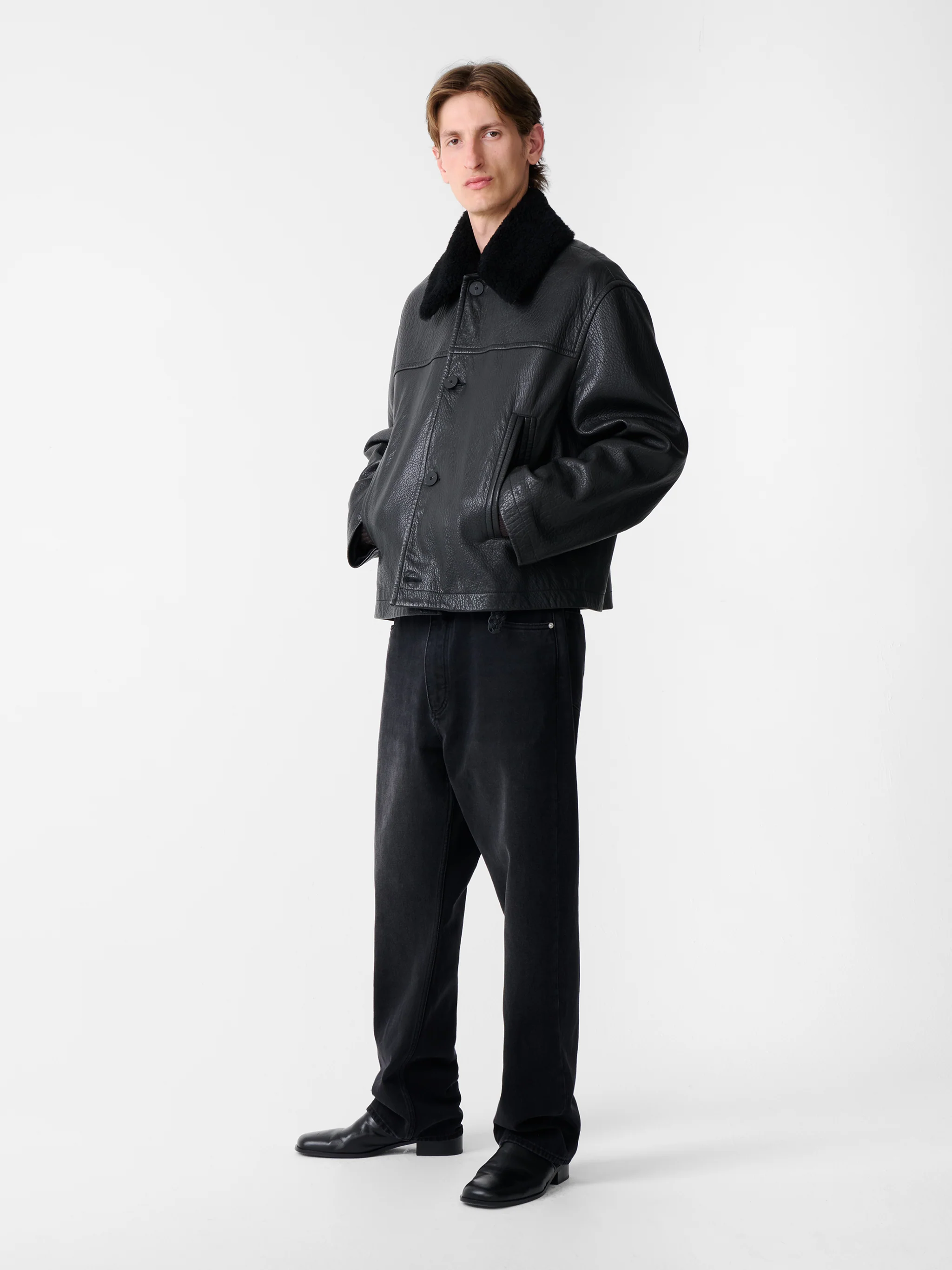 Del Leather Jacket in Black - Image 4