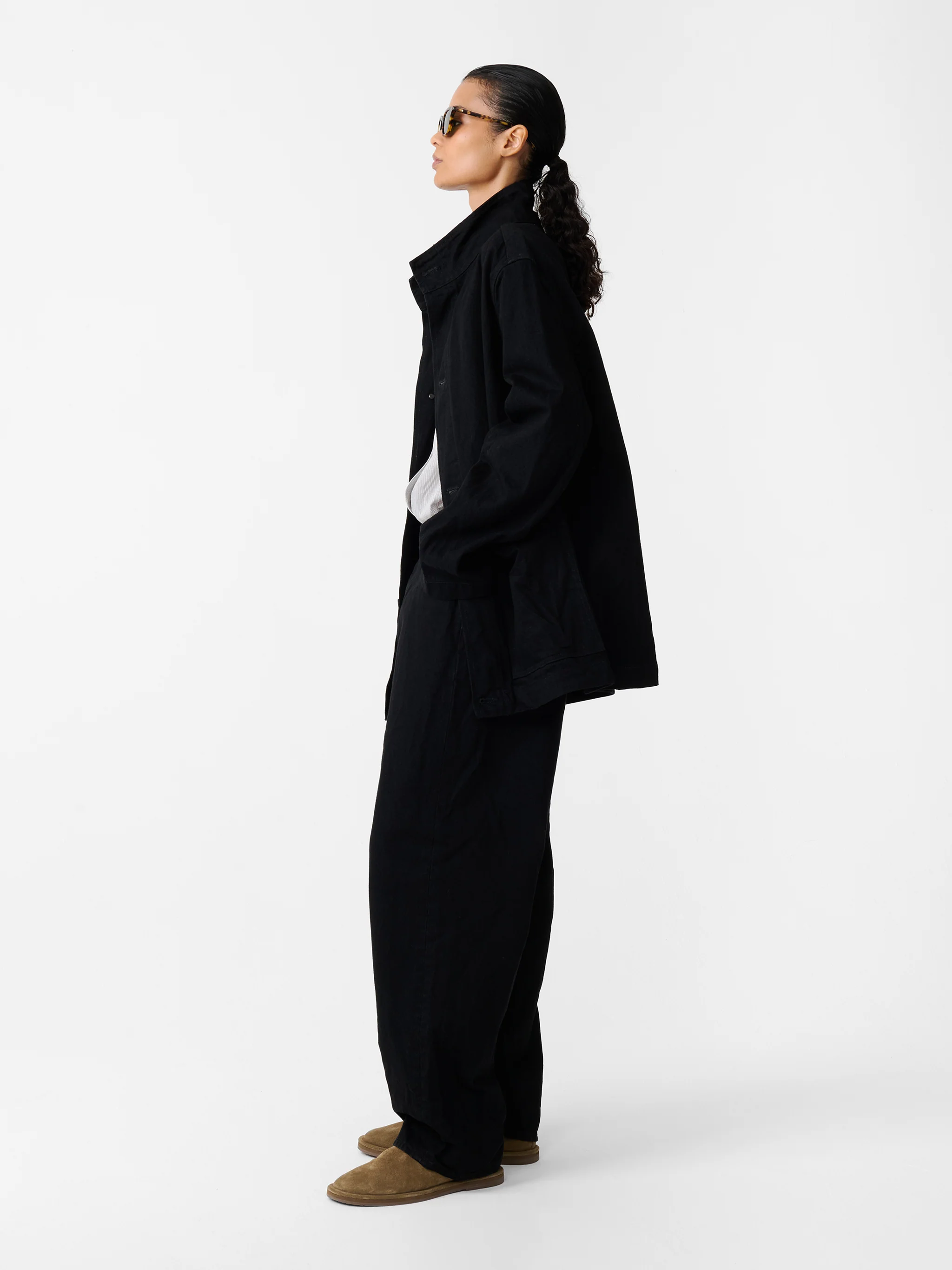 District Crinkle Denim Jacket in Black - Image 5