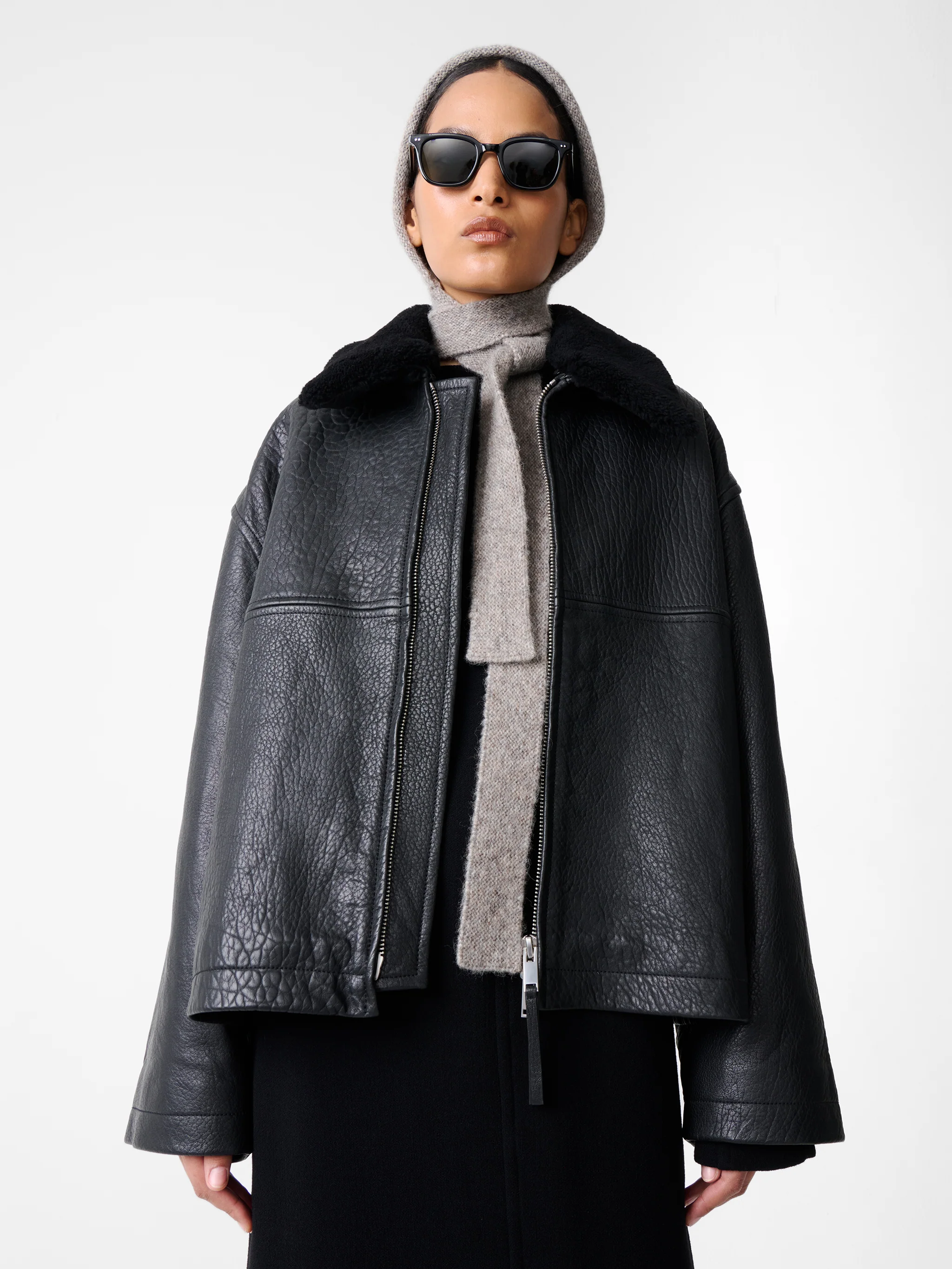 Erie Leather Jacket in Black - Image 3