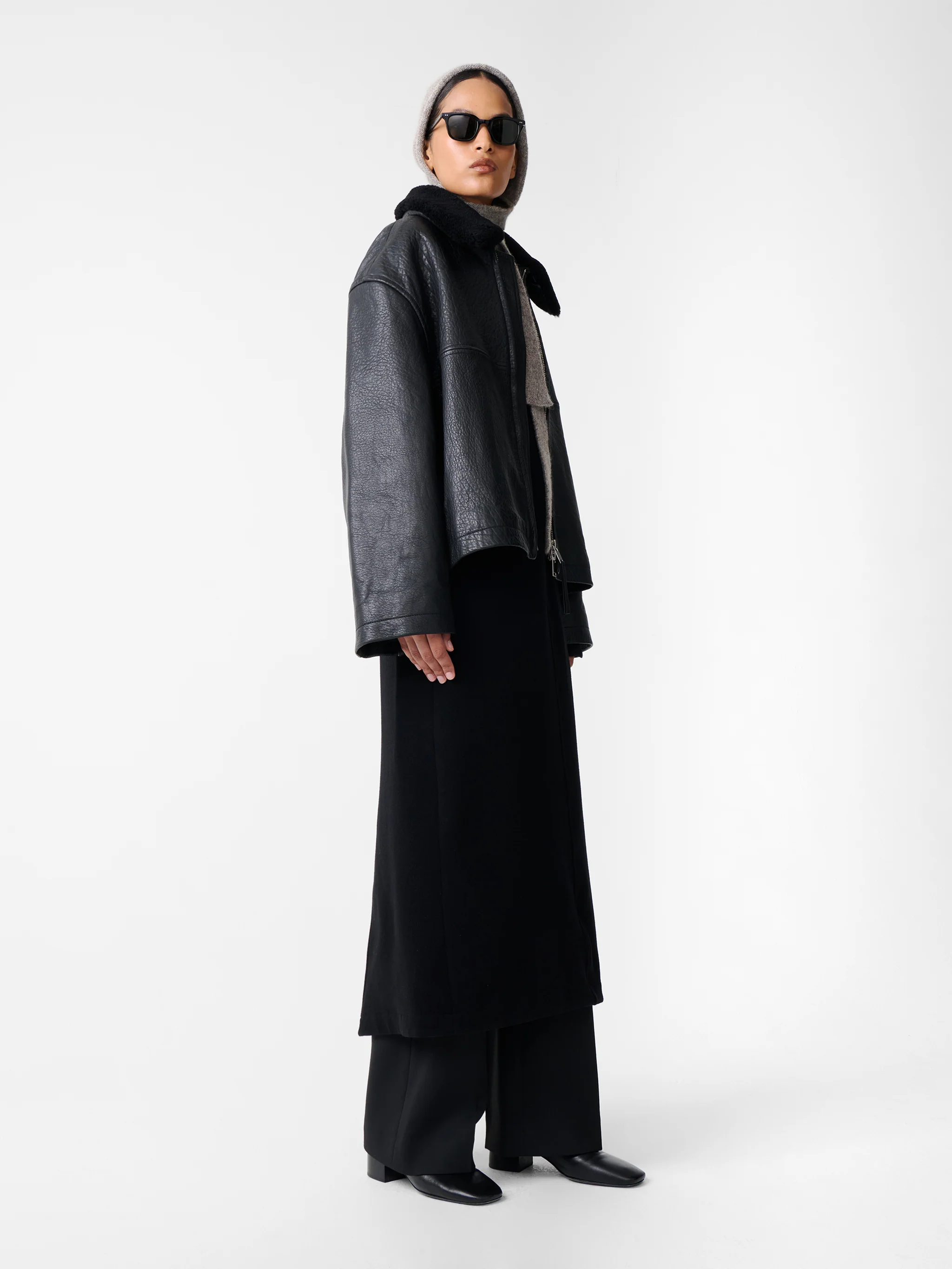 Erie Leather Jacket in Black - Image 6