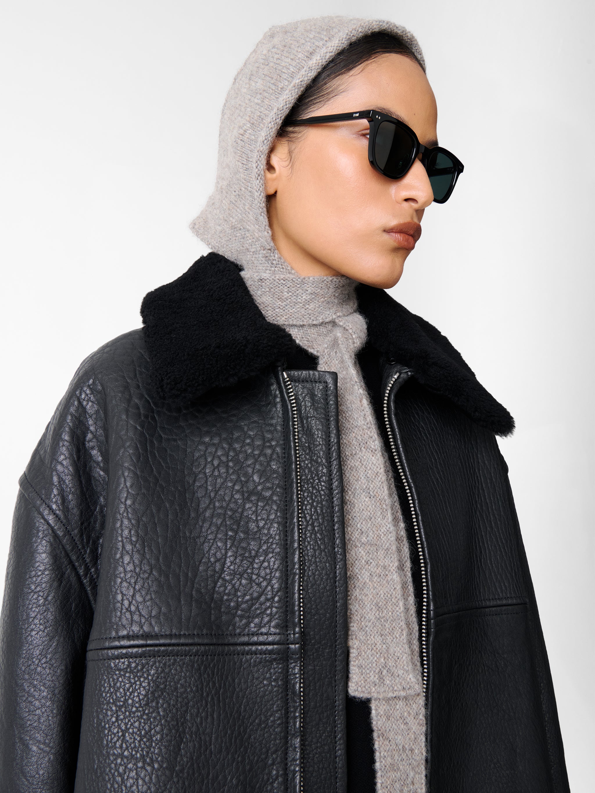 Erie Leather Jacket in Black - Image 7