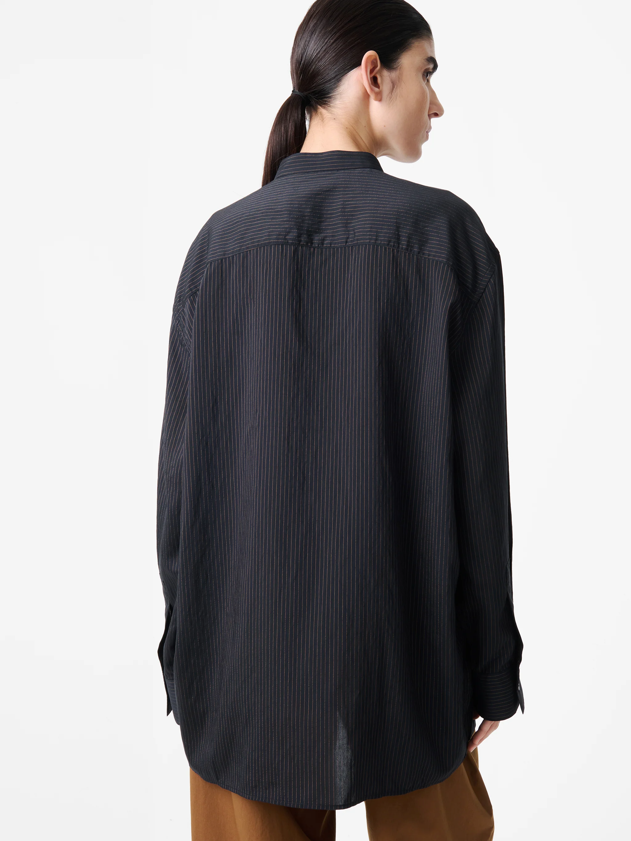 Faber Stripe Shirt in Darkest Navy / Almond - Image 6