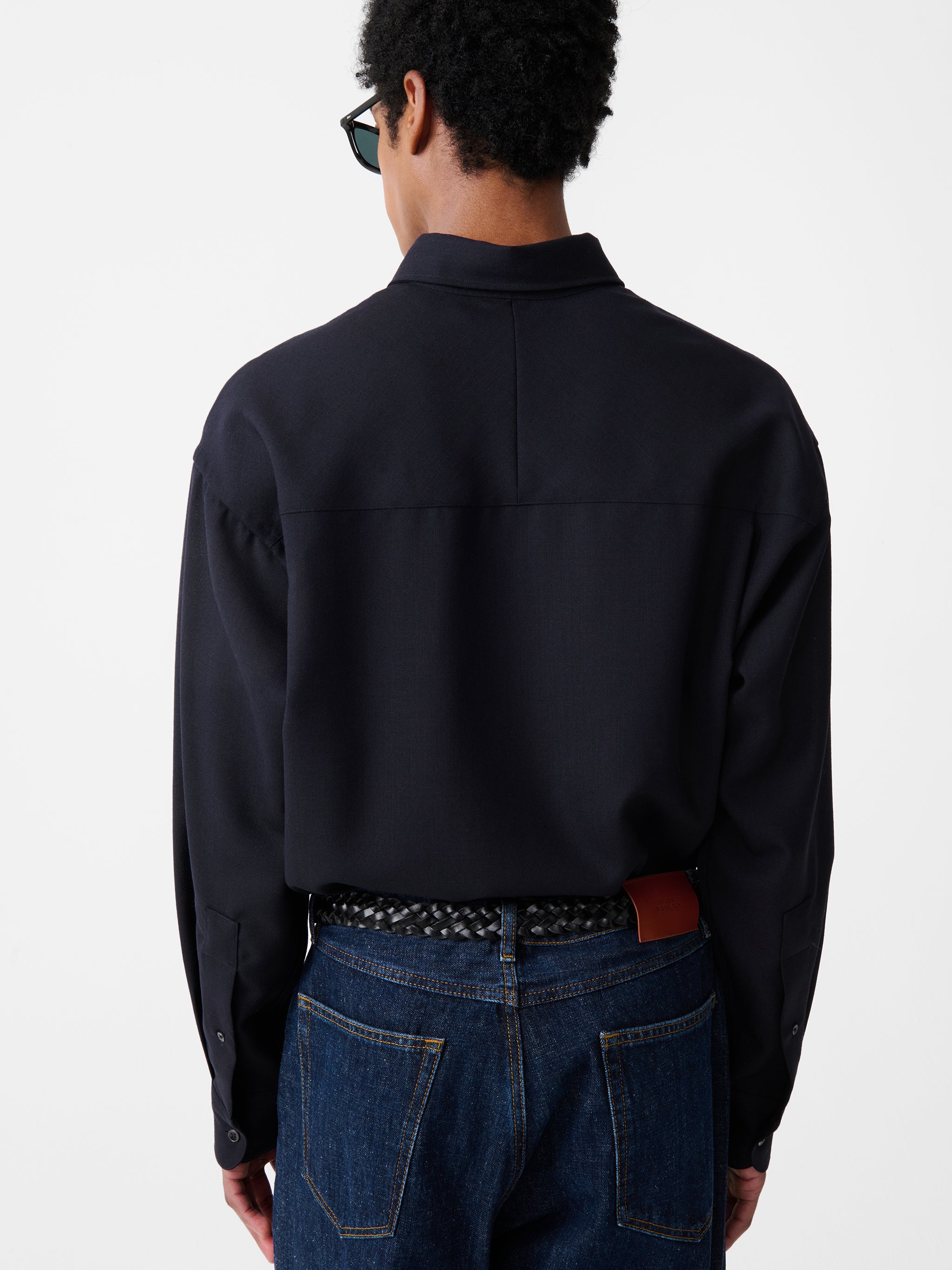 Jude Heritage Wool Shirt in Darkest Navy - Image 5