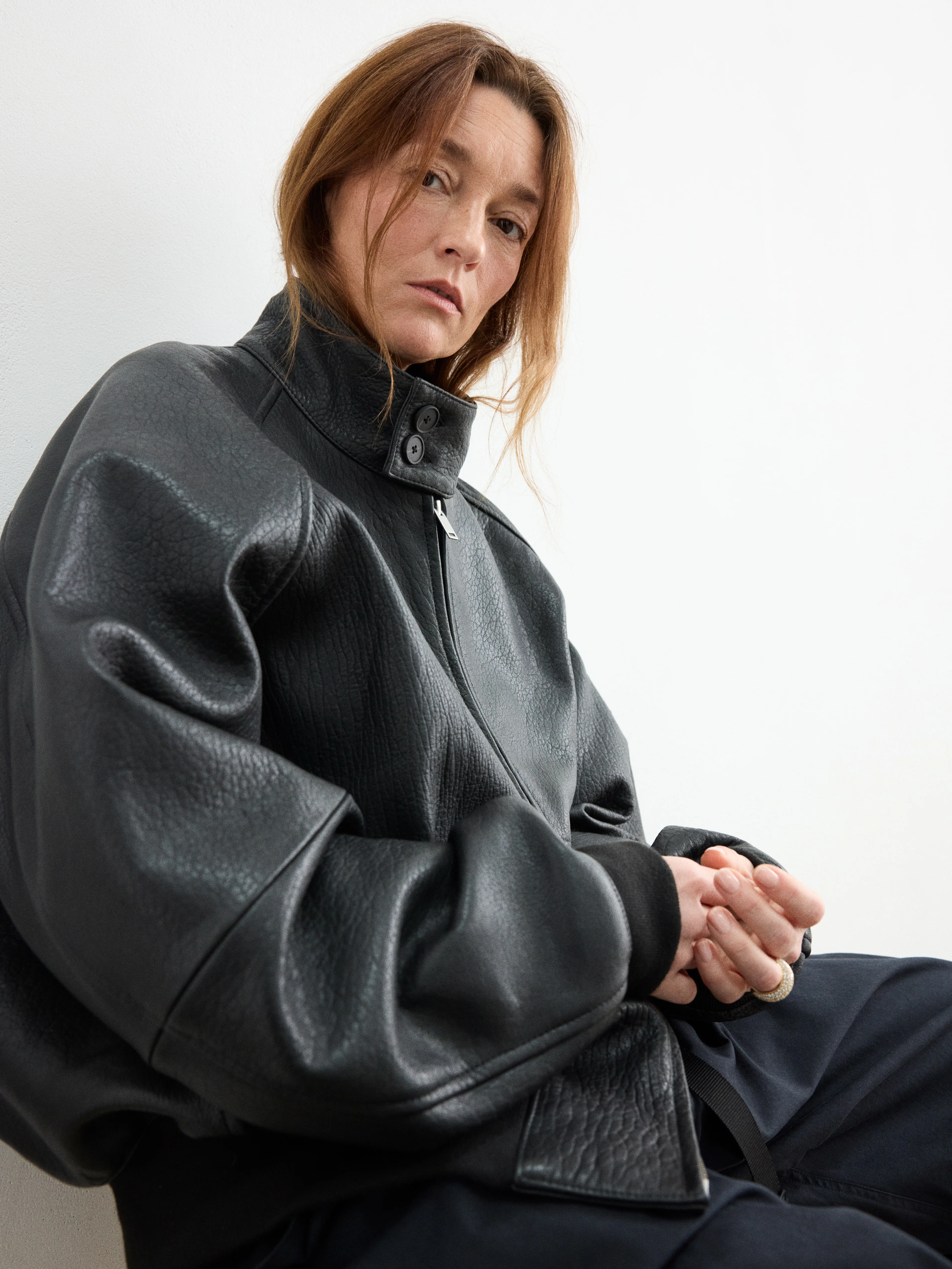 Over Leather Jacket in Black - Image 3