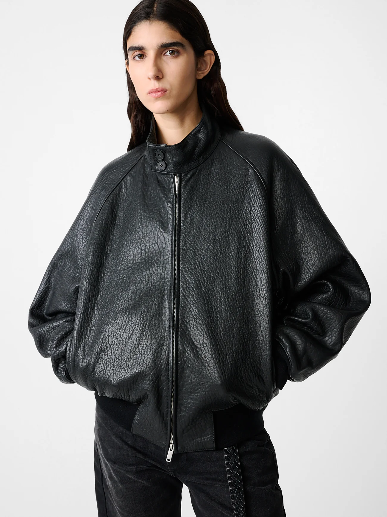 Over Leather Jacket in Black - Image 8