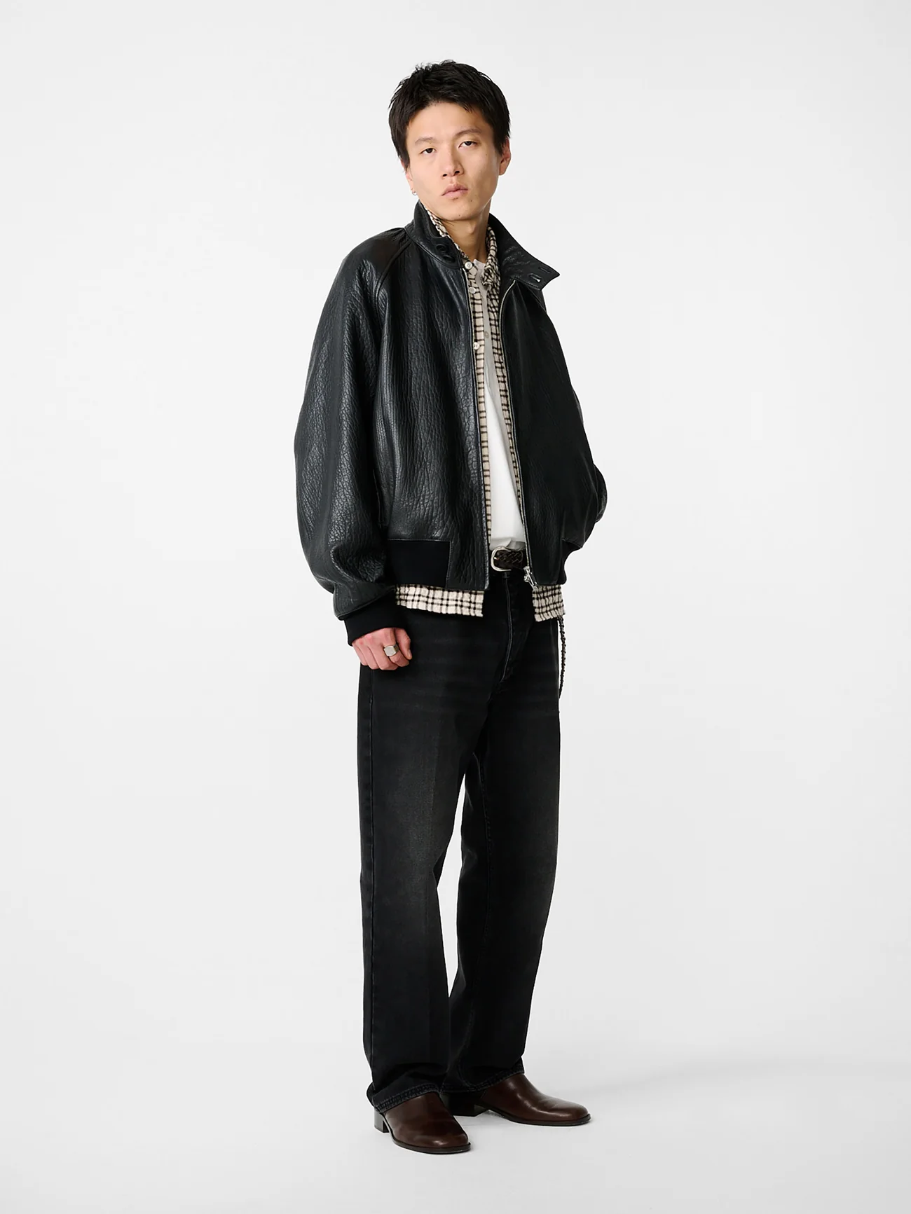 Over Leather Jacket in Black - Image 9