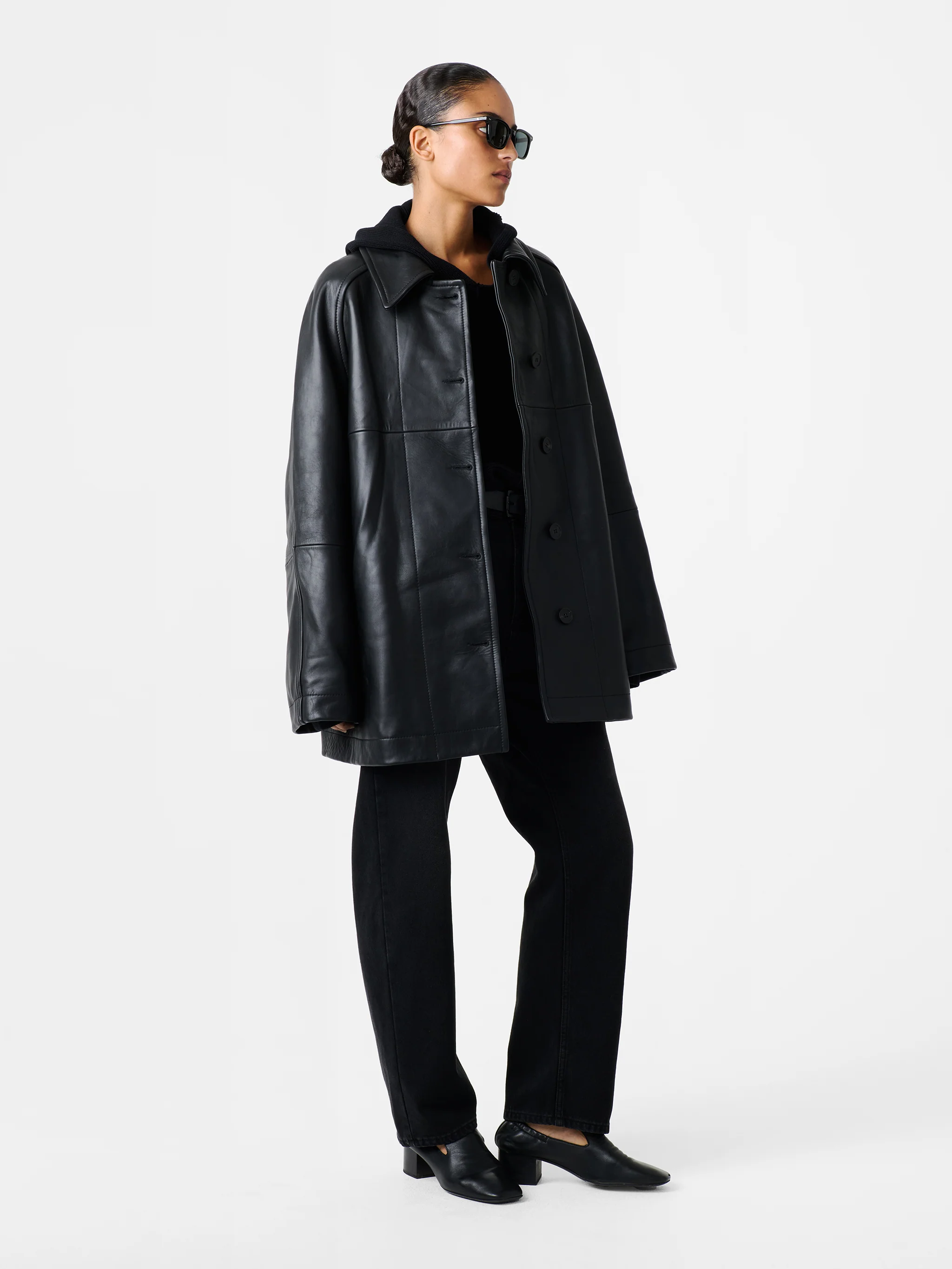 Ridger Leather Coat in Black - Image 4