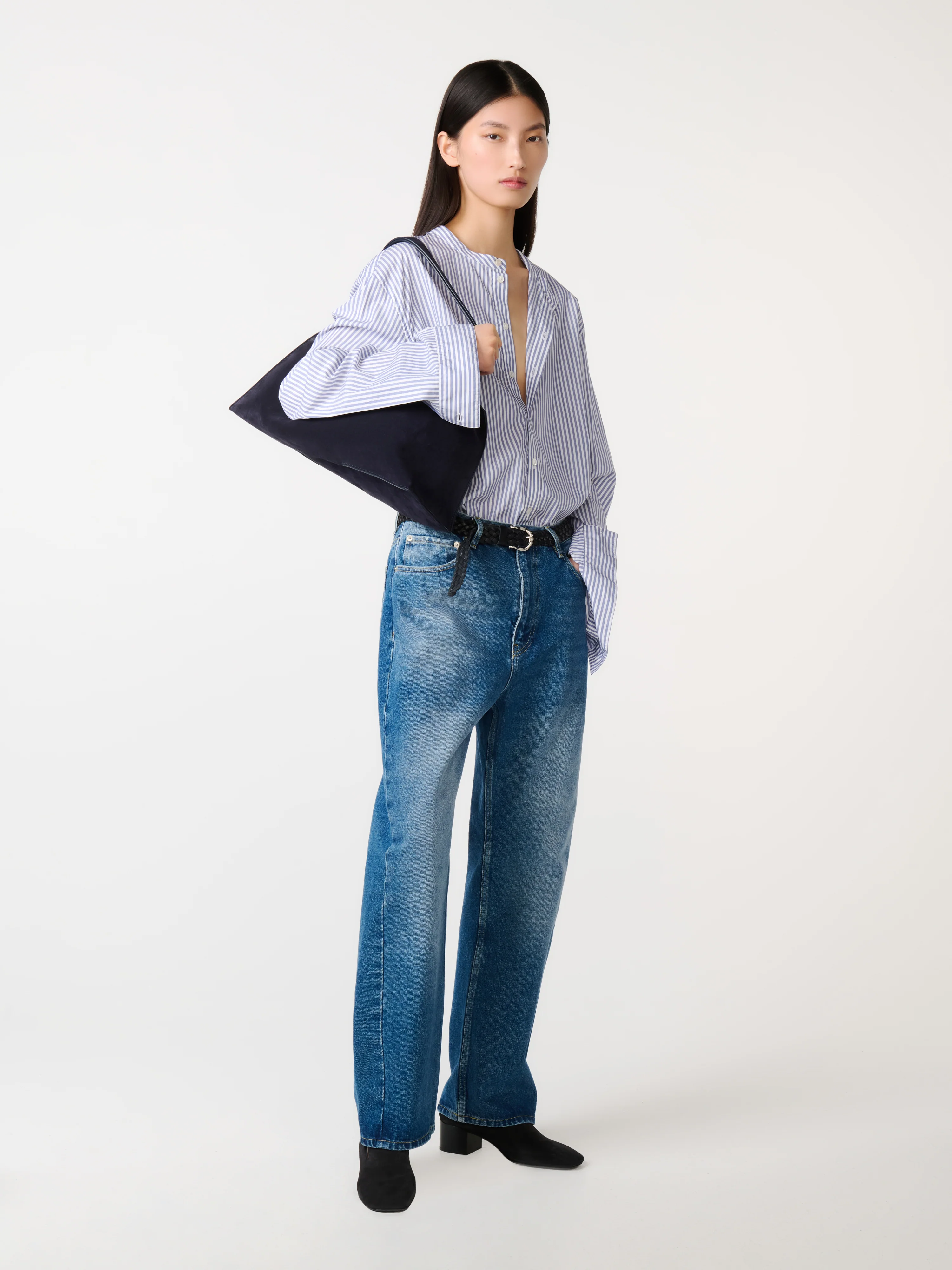 Shiboru Suede Bag in Darkest Navy - Image 7