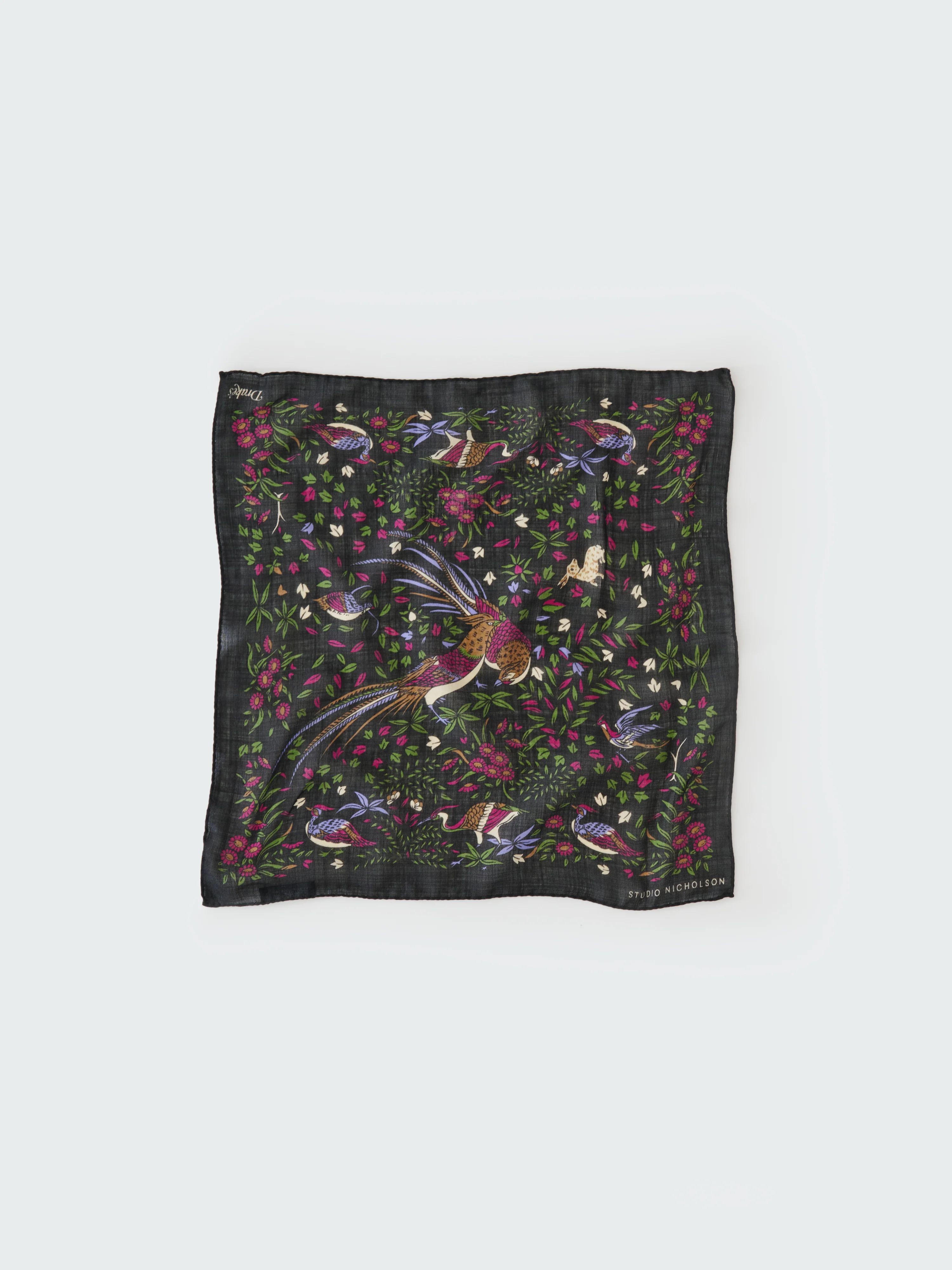 SN x Drake's Pocket Square Scarf in Darkest Navy - Image 4