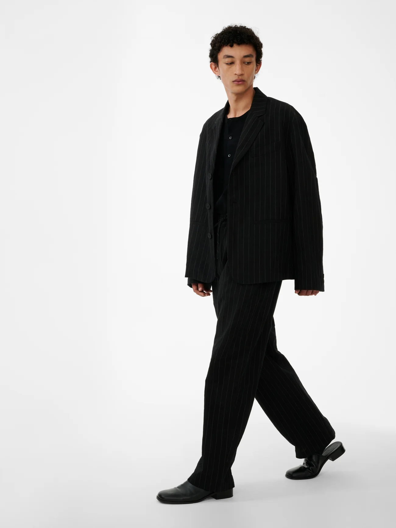 Sonny Pinstripe Pant in Black - Image 4