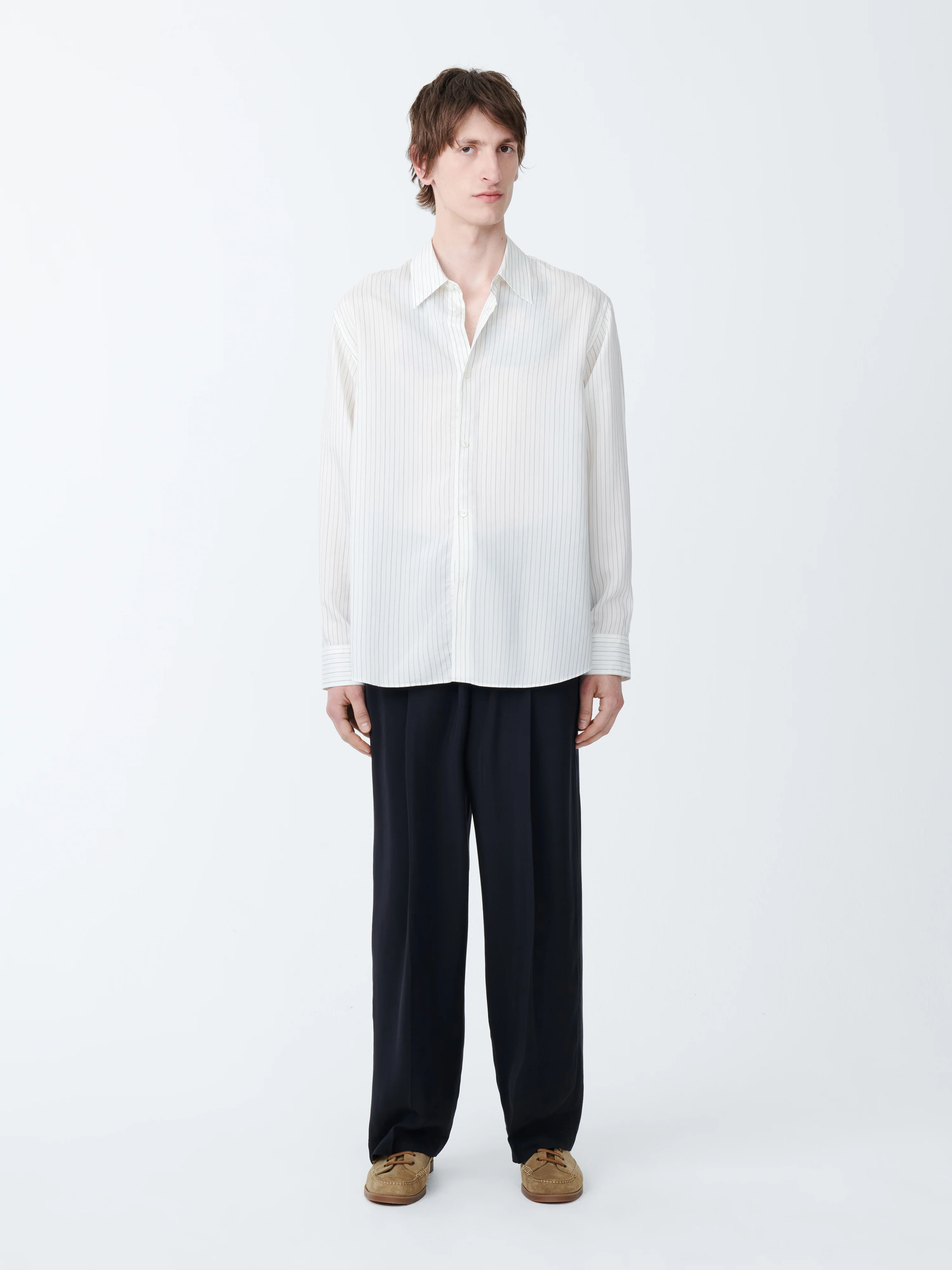 View Silk Shirt in Ecru / Black Stripe - Image 2
